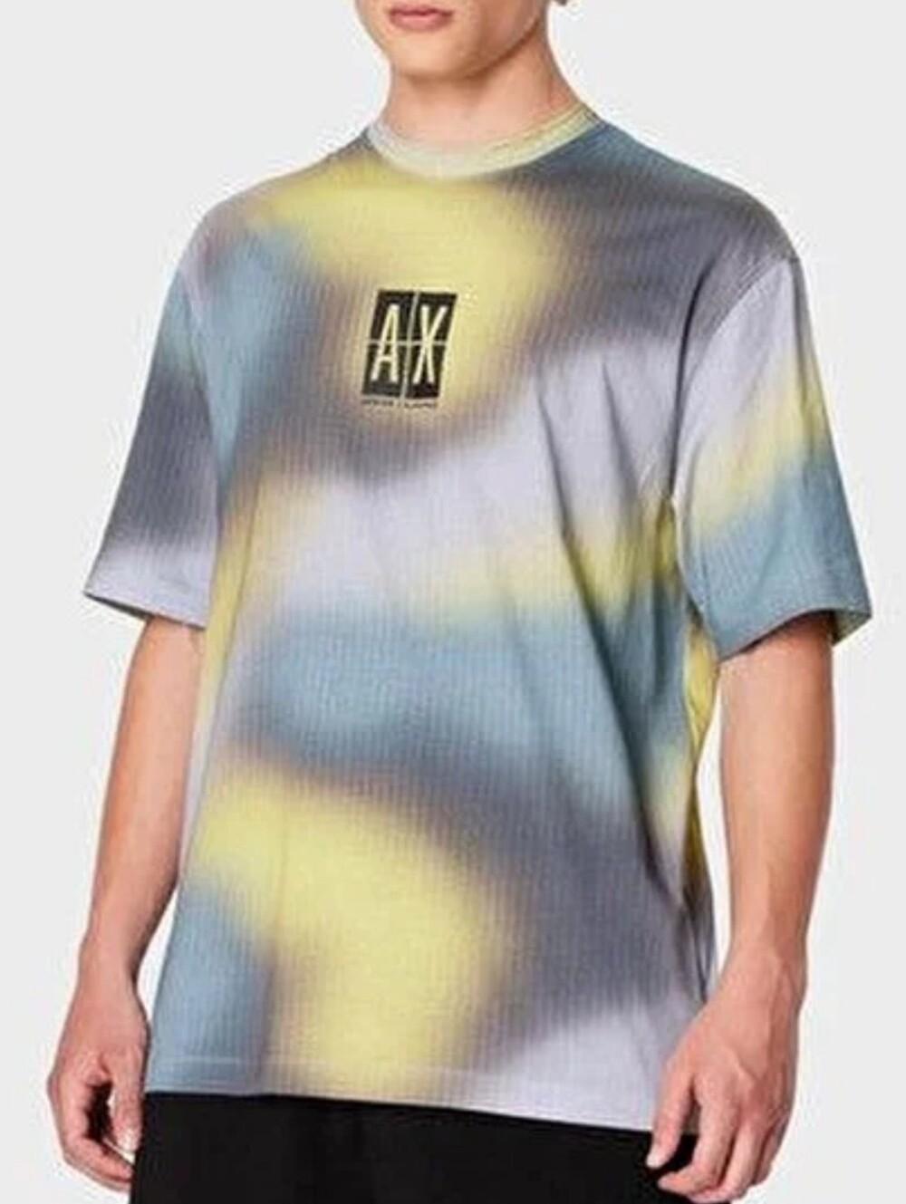 Armani Exchange Yellow Blue Purple Digital Abstract Relaxed T-Shirt - Size XL